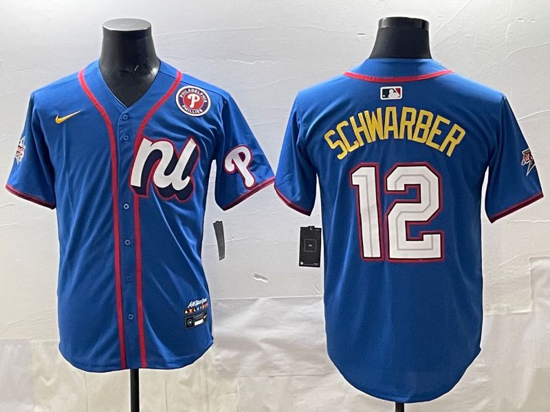 Men 2025 Philadelphia Phillies #12 Schwarber Blue All star Nike MLB Jersey style 02->philadelphia phillies->MLB Jersey